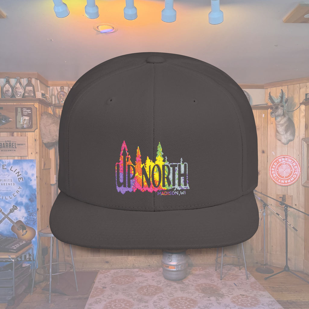 Flat Bill Snapback Hat — Embroidered Logo