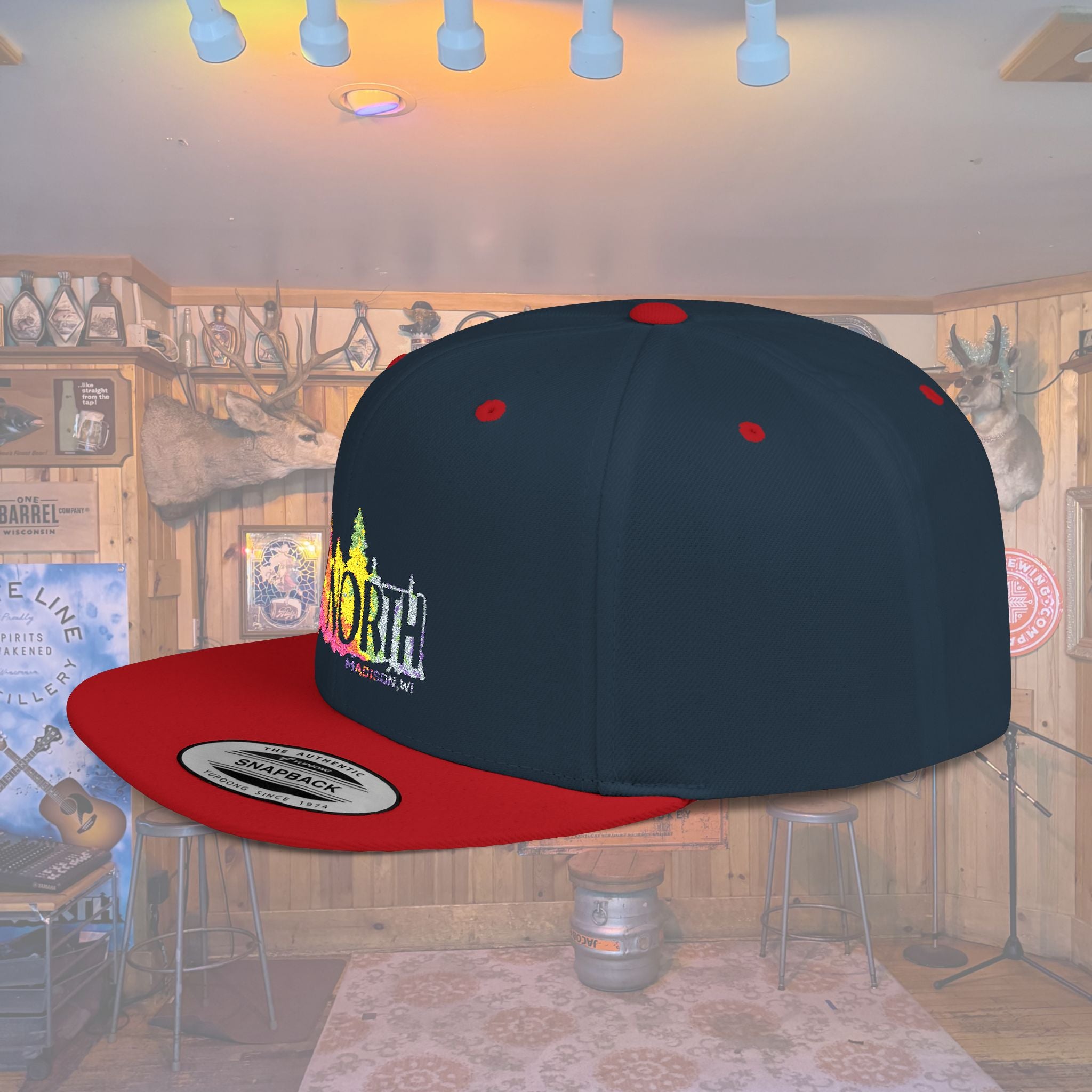 Flat Bill Snapback Hat — Embroidered Logo