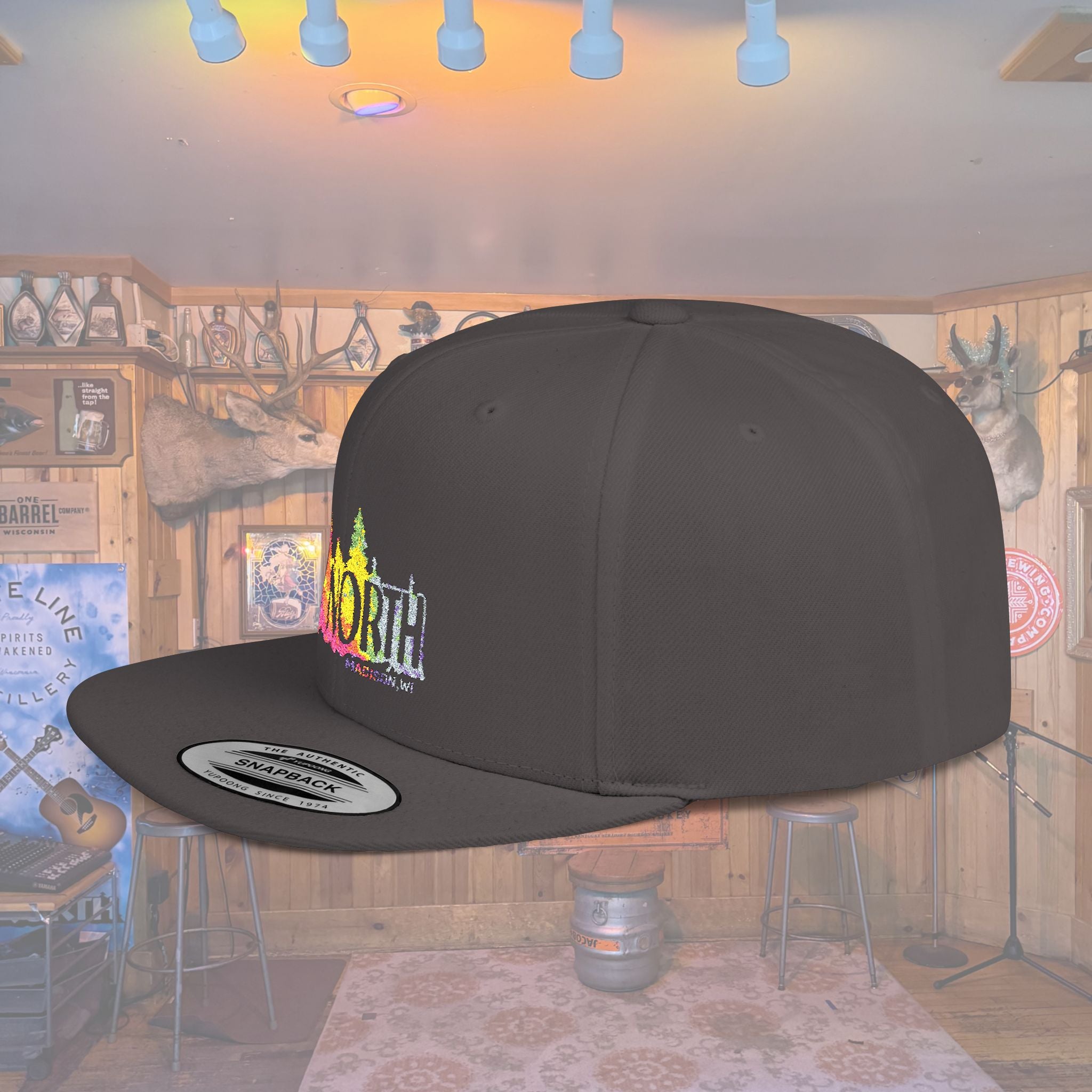 Flat Bill Snapback Hat — Embroidered Logo