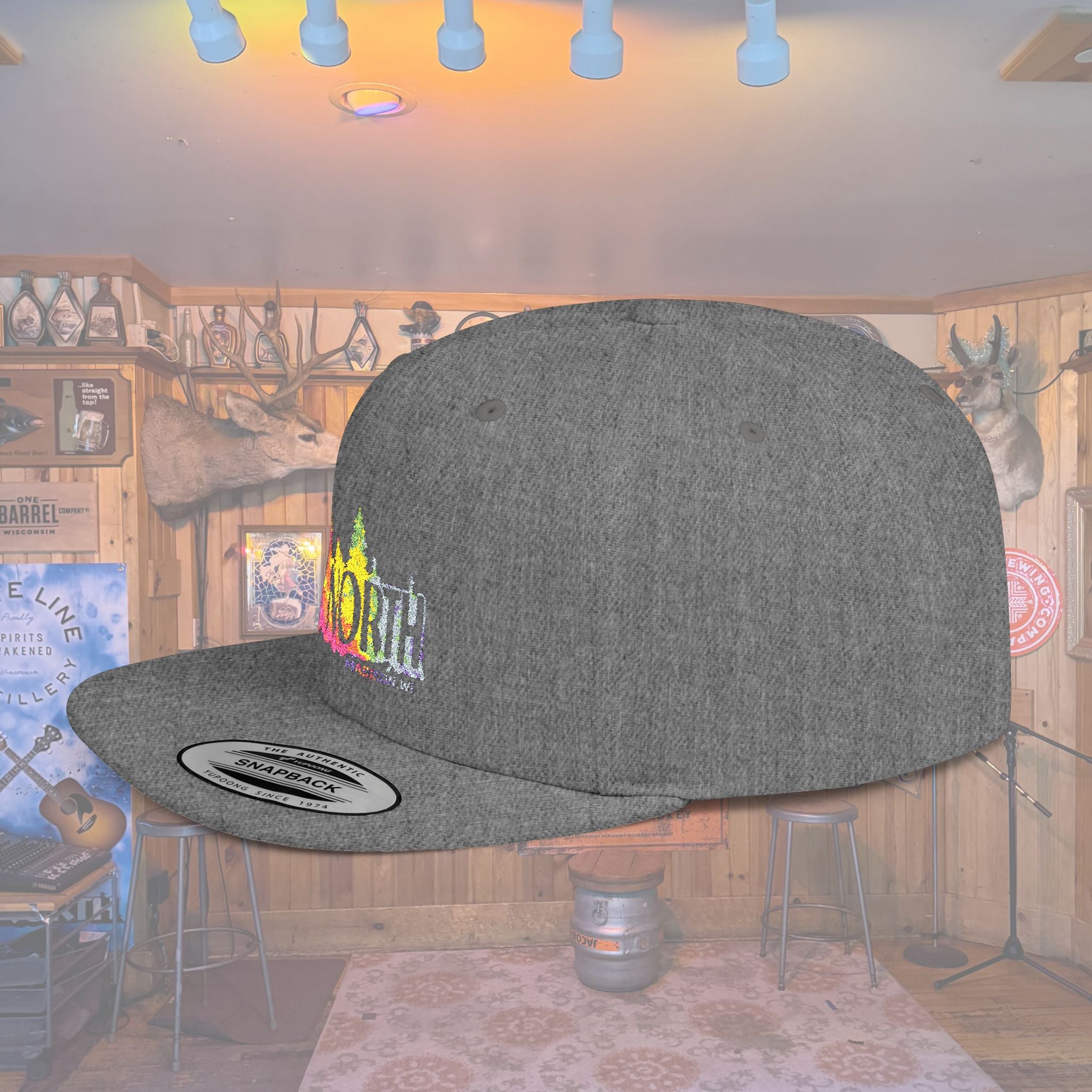 Flat Bill Snapback Hat — Embroidered Logo