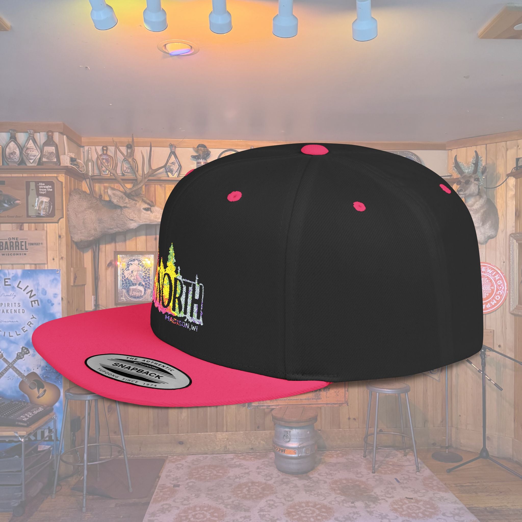 Flat Bill Snapback Hat — Embroidered Logo