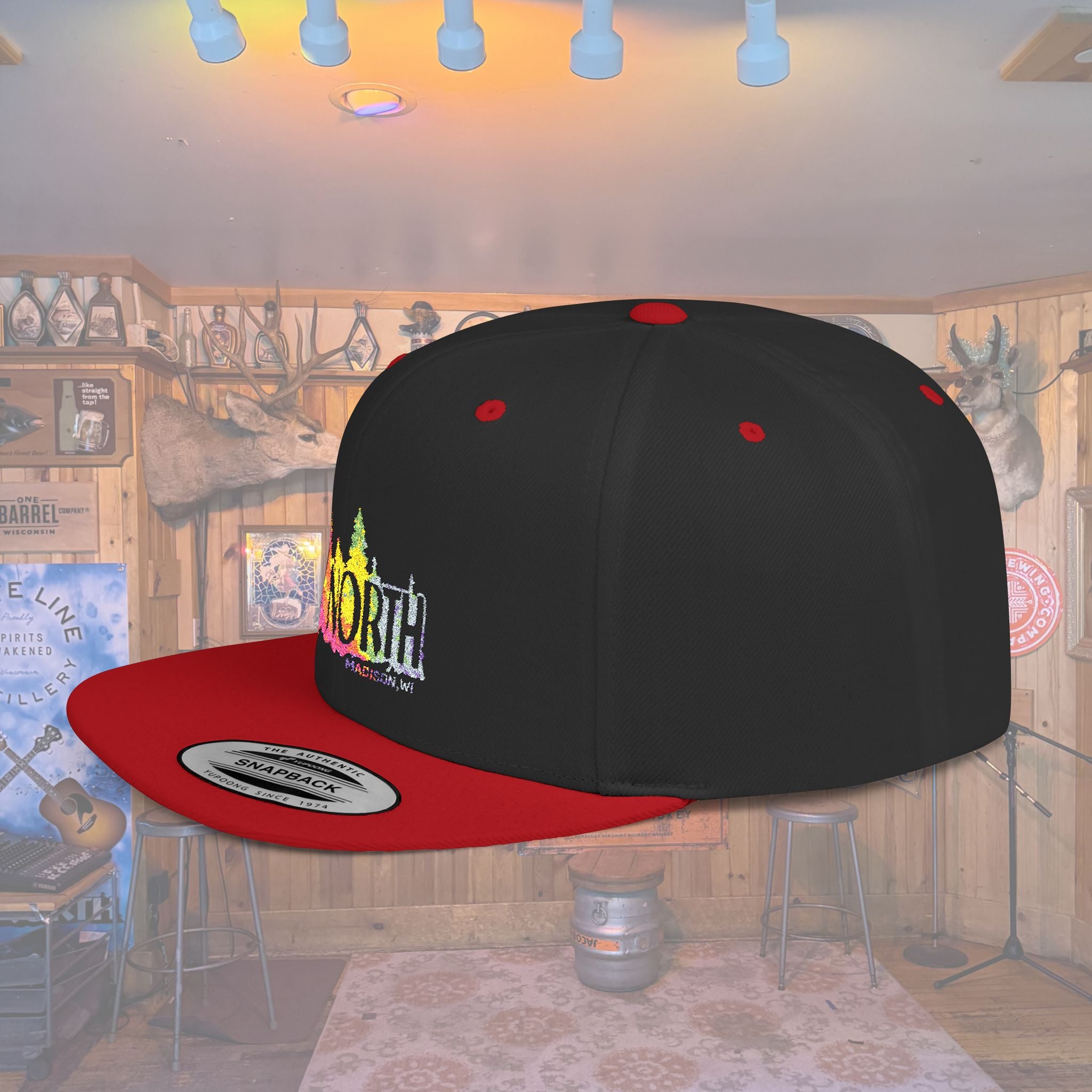 Flat Bill Snapback Hat — Embroidered Logo