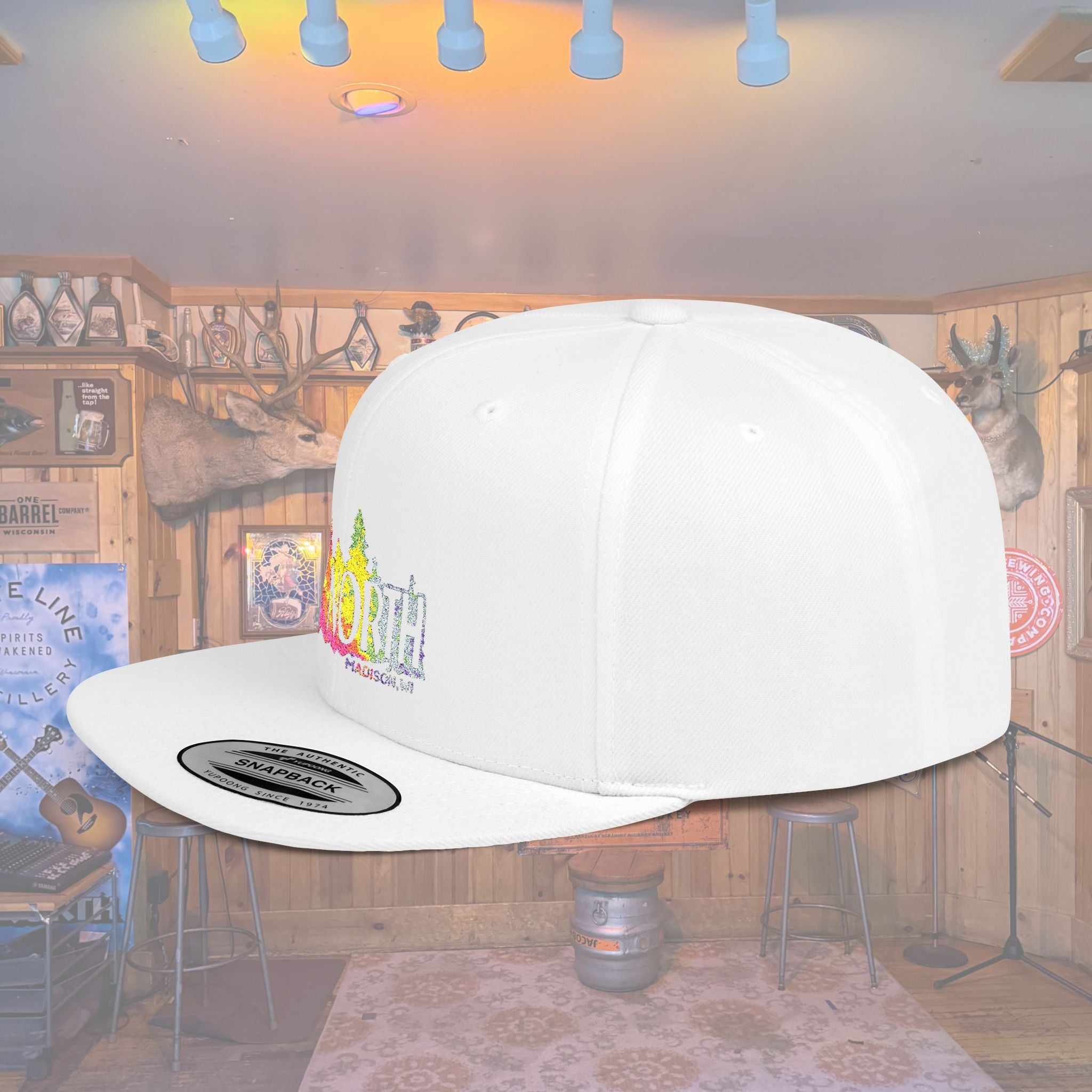 Flat Bill Snapback Hat — Embroidered Logo